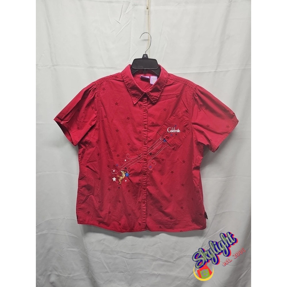 Tigger Disney Women‎ Red Short Sleeve Embroidered Celebrate Shirt Size 18w/20w